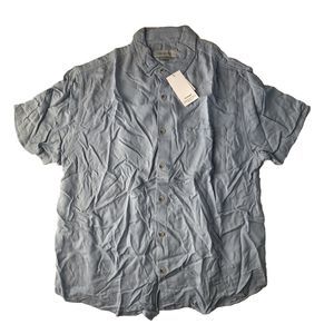 COTTON ON GARMENTS BLUE FOG XL CUBAN SHORT SLEEVE BUTTON FRONT SHIRT